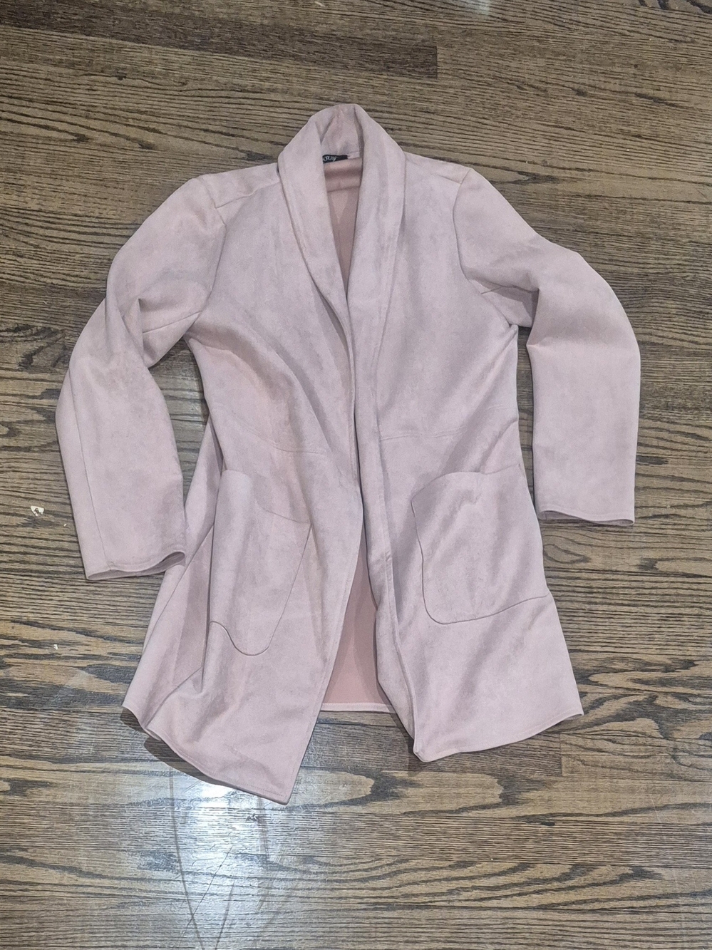 Roz & Ali Women's Blush Pink Open-Front Coatigan - Casual Layering Jacket Size L